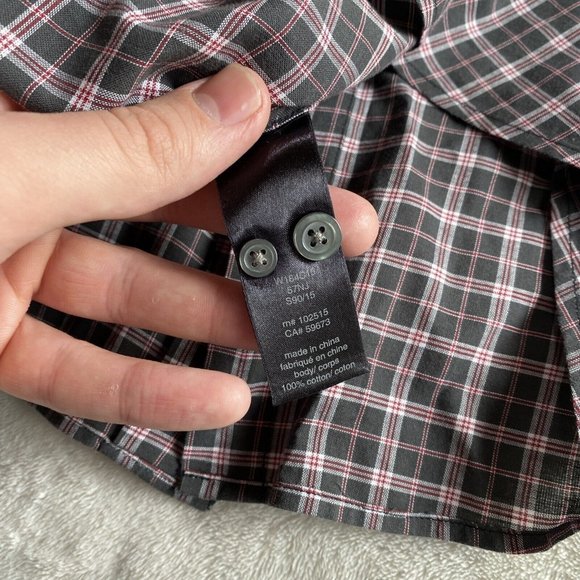 John‎ Varvatos Shirt Mens Large Button Up Black/Red/White Plaid Star USA - Picture 6 of 7